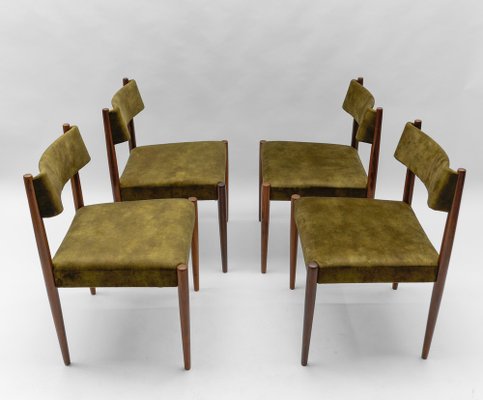 Scandinavian Wooden Dining Room Chairs 1960s Set of 4