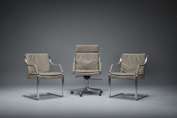 Office Armchair Set by Walter Knoll 1970s Set of 3 for sale at