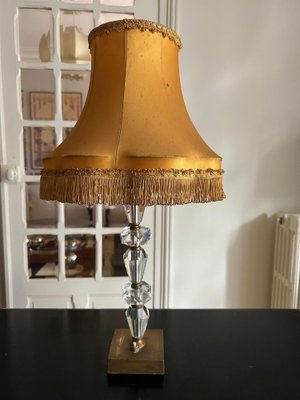 Large Crystal and Brass Table Lamp, 1950s for sale at Pamono