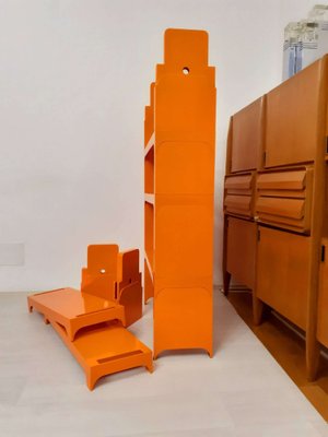カルテル Kartell 70’s ヴィンテージウォールシェルフ ウーテンシロ 1970s Orange Olaf Von Bohr Kartell Shelving Unit – Home Union NYC