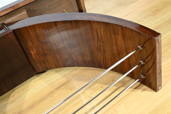 Table Console Art Déco en Laque Noire et Métal Chromé, France, 1930s en vente sur