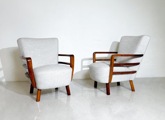 Art Deco Armchairs in Walnut Set of 2 for sale at Pamono
