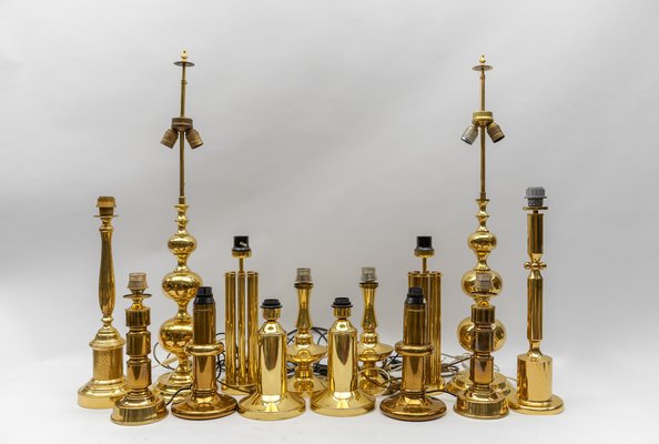 Basi per lampade da tavolo Mid-Century moderne in ottone e vetro fumé,  Germania, anni '60, set di 2 in vendita su Pamono