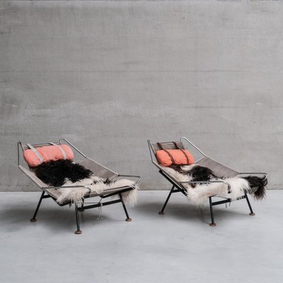 Set of Flag Halyard Lounge Chairs by Hans Wegner for Getama for