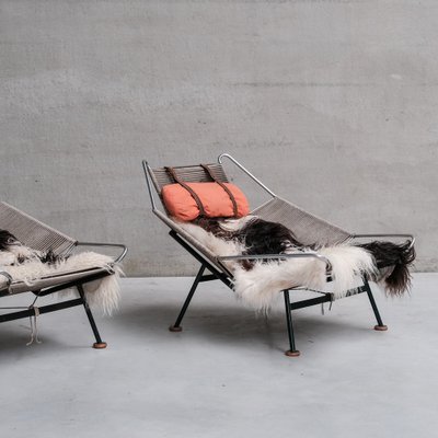 Set of Flag Halyard Lounge Chairs by Hans Wegner for Getama for