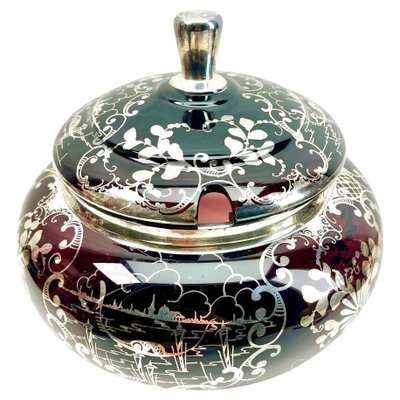 Böhmische Handgefertigte Glas Bowle mit Deckel, 1900er bei Pamono kaufen