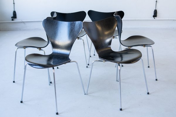 Series 7 Chairs by Arne Jacobsen for Fritz Hansen, 1955, Set of 6 for sale at Pamono