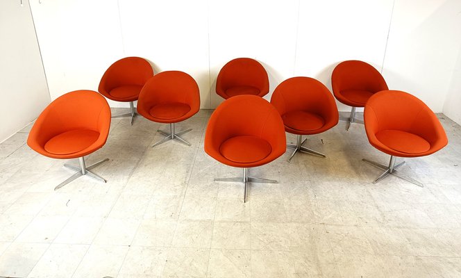 Orange Swivel Chairs from Benjo 1990s Set of 8 for sale at Pamono