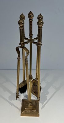 Neoclassical Bronze and Brass Fire Tools Set, 1930s, Set of 4 for