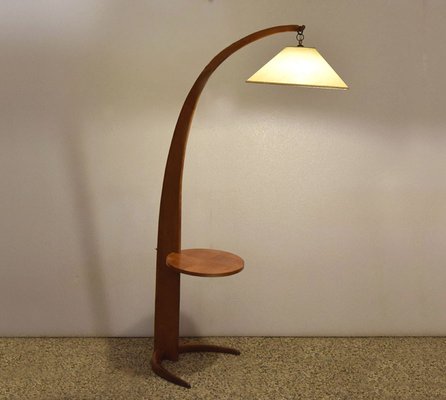 Mid Century Arc Floor Lamp in Wood 1950s for sale at Pamono
