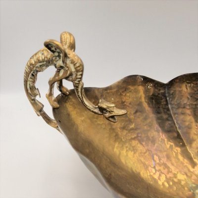 Brass Bowl with Dragon-Shaped Handles, 1890s for sale at Pamono