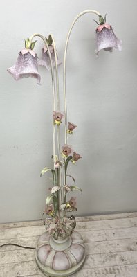 Vintage Romantic Floral Floor Lamp Italy 1950s for sale at Pamono