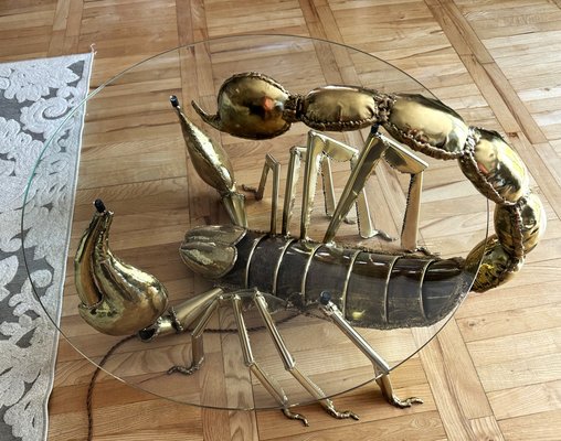Illuminated Brass Scorpion Coffee Table by Jacques Duval-Brasseur