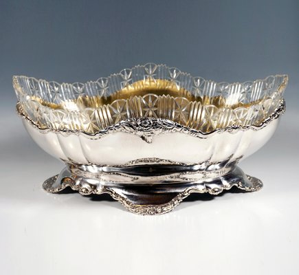 Art Nouveau Silver Jardinière with Cut Glass Liner from Theodor Müller,  Germany, 1890s for sale at Pamono