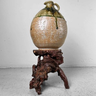 Vintage Crazing kohagi Vessel 江戸後期_器_古萩 Mid-Century Glazed Ceramic Shigaraki Jug, Japan, 1960s for