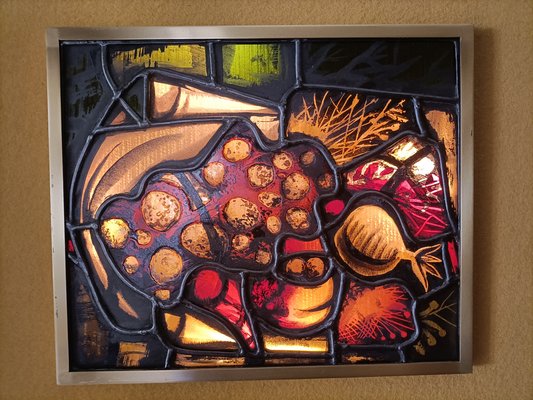 Cornice in ottone e vetro colorato di Max Ingrand per Fontana Arte in  vendita su Pamono
