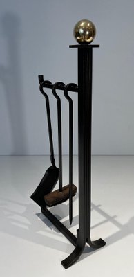 Französischer Pfeifenhalter aus schwarzem Leder von Jacques Adnet