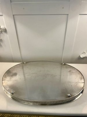 Grand Plateau Majordome Ancien En Plaqué Argent - Wilcox - Style Victorien Américain