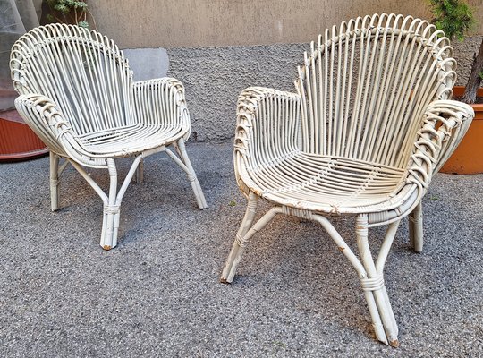 Poltrona Salottino Vimini Bianco Rattan Sintetico Salottino Rattan