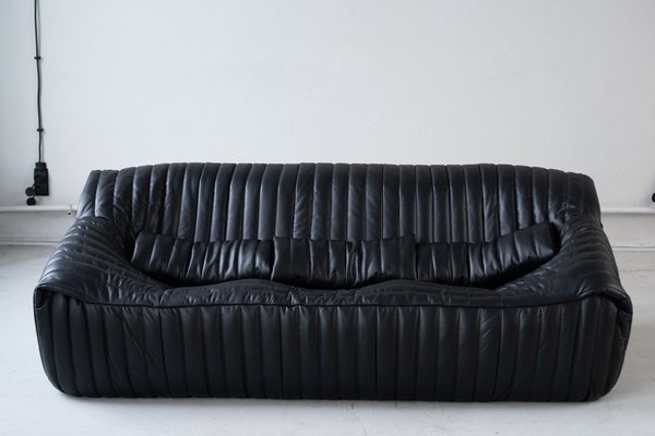 Black Leather Sandra Sofa Set by Annie Hieronimus for Ligne Roset