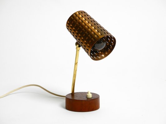 Small Mid Century Modern Table Lamp with Copper Perforated Sheet