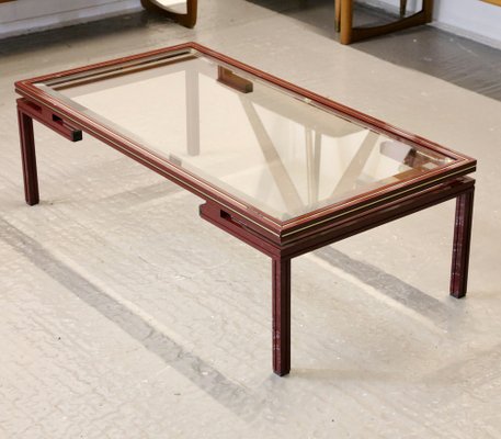 Mid-Century Modern Lacquered and Glass Low Coffee Table by Pierre