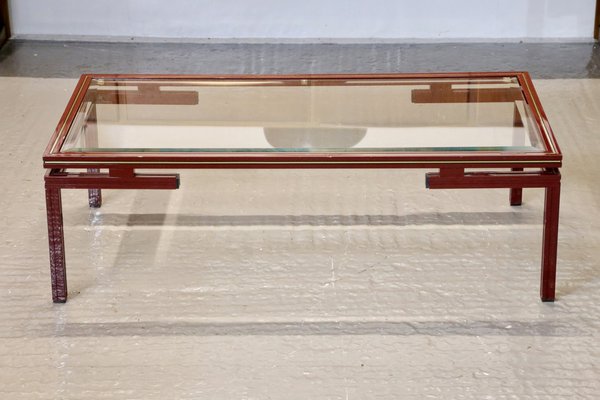 Mid-Century Modern Lacquered and Glass Low Coffee Table by Pierre