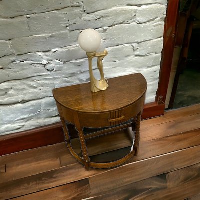 Vintage end table with lamp attached outlet