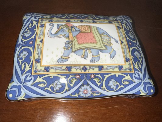 Blue Elephant Porcelain Set & Cards from Wedgwood, 1992, Set of 4