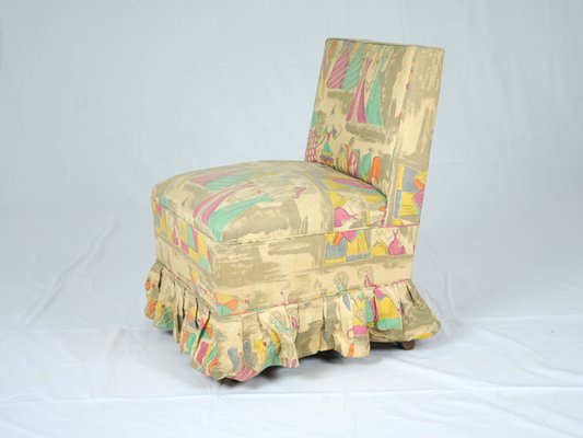 Italian Bedroom Side Chairs With Print By Gio Ponti For Jsa 1948 Set Of 2