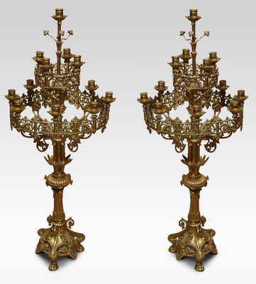 Large 19th Century Gothic Revival Brass Candelabras, Set of 2 for sale at  Pamono