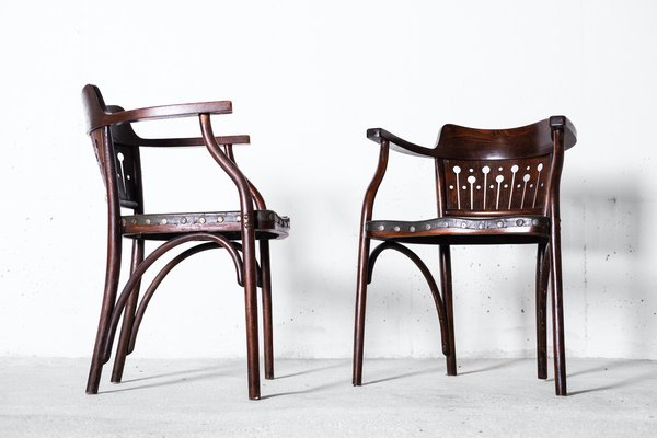 Art Nouveau Model No. 6141 Armchair from Thonets Design Office Bistritz 1905 Execution Brothers Thonet Vienna 1905 1890s Set of 2