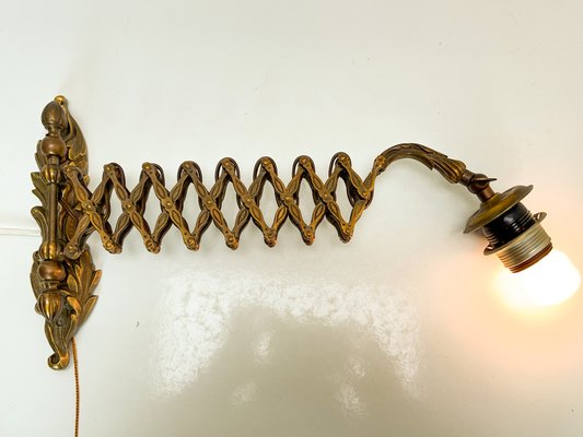 Vintage Bronze Scissor Wall Lamp, 1930 for sale at Pamono