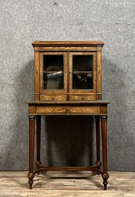 Vetrina da ufficio in stile Luigi XVI intarsiata in vendita su Pamono