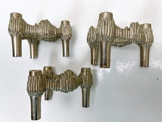 Brutalistische Kerzenhalter von Quist, 1970er, 3er Set bei