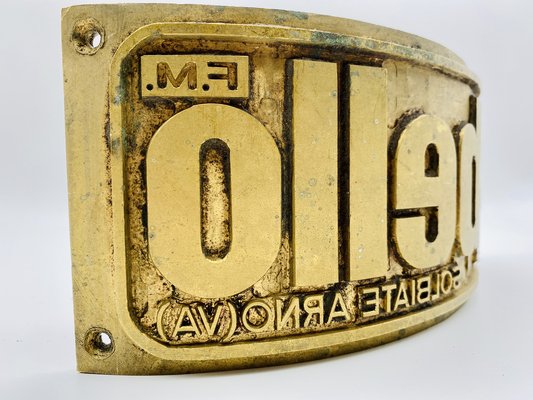 Vintage Italian Brass Plate for Industrial Chalcographic Engraving