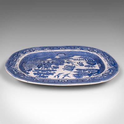 Blue serving plate hot sale