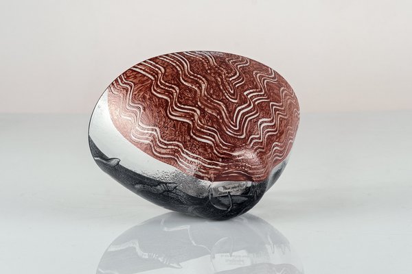 Hand-Painted Glass Tonga Bowl by Monica Backström for Kosta Boda