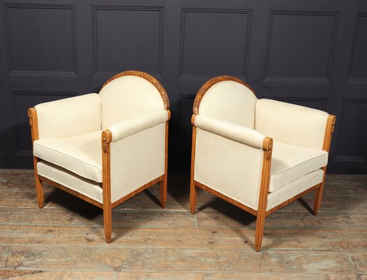 Pair of Upholstered Art Deco Armchairs of Palisander Wood Pair of Upholstered Art Deco Armchairs of Palisander Wood