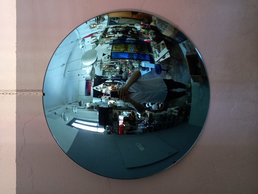Specchio Convesso Blu con Struttura in Ferro Orientabile in vendita su  Pamono