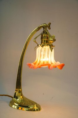 Art Deco Swivel Table Lamp with Original Opaline Glass Shade