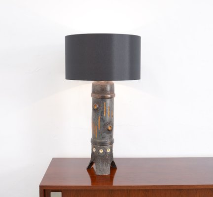 Vintage Large Black Ceramic Table Lamp From Baudouin Monteyne For Vintage Large Black Ceramic Table Lamp