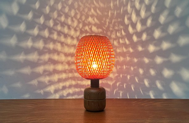 Vintage Scandinavian Bamboo and Wood Table Lamp, 1970s for sale at