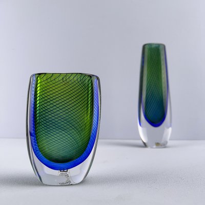 Glass Vases by Vicke Lindstrand for Kosta, Sweden, 1970s, Set of 2