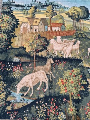 Vintage French Hand Painted Tapestry from Bobyrugs 1960s for sale