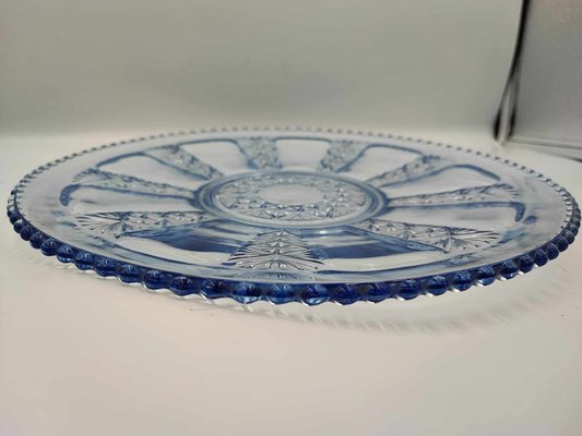 Blue Glass Plate from Ząbkowice Glassworks, 1970s for sale at Pamono