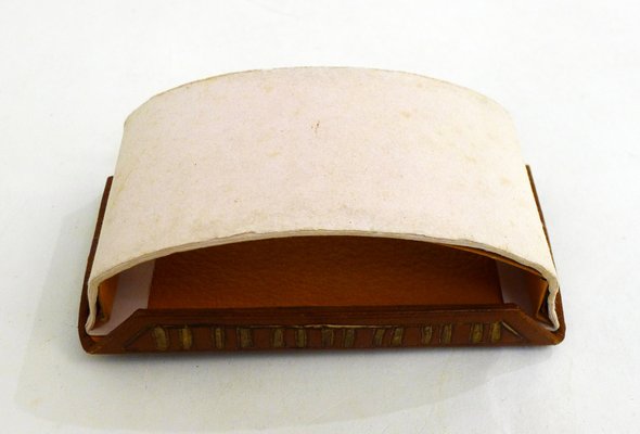 Vintage Art Deco Desktop Set in Leather, 1920s, Set of 4 for sale
