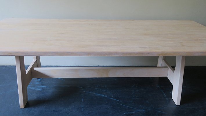 Large Mid Century Limed Oak Dining Table for sale at Pamono