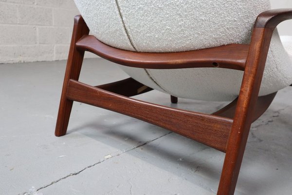 Vintage Teak Scoop Chair with Ottoman by R.Huber Co 1960s Set