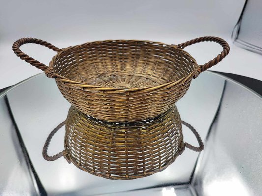 Geflochtener Art Deco Messing Korb, 1920er bei Pamono kaufen